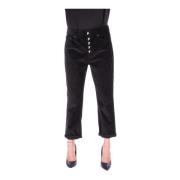 Dames Straight Broek met Logo Dondup , Black , Dames