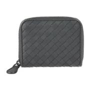 Tweedehands Grijze Leren Bottega Veneta Portemonnee Bottega Veneta Vin...