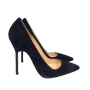 Pre-owned Suede heels Manolo Blahnik Pre-owned , Blue , Dames