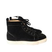 Pre-owned Velvet sneakers Christian Louboutin Pre-owned , Black , Dame...