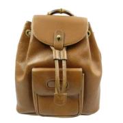 Pre-owned Leather backpacks Gucci Vintage , Brown , Dames