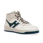 Witte en groene hoge leren sneakers - Maat 40 Hogan , White , Heren