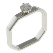 Pre-owned Zilver Witgouden Gucci Baguette Ring Gucci Vintage , Gray , ...