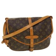 Tweedehands Bruine Canvas Saumur Tas Louis Vuitton Vintage , Brown , D...