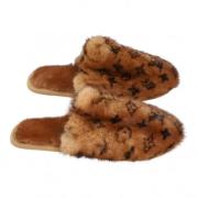 Pre-owned Faux Fur sandals Louis Vuitton Vintage , Brown , Dames