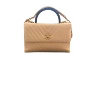 Pre-owned Leather handbags Chanel Vintage , Beige , Dames