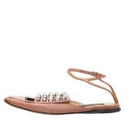 Pre-owned Satin flats Sergio Rossi Pre-owned , Pink , Dames