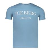 Lichtblauwe T-shirts Iceberg , Blue , Heren