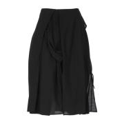 Zwarte Wollen Rok met Koordjes Yohji Yamamoto , Black , Dames