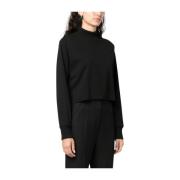 Zwarte Distressed Mock Neck Sweatshirt Thom Krom , Black , Dames