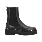 Rockstud M-Way Leren Enkellaarzen Valentino Garavani , Black , Dames