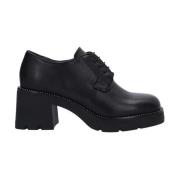 Veterschoenen van zwart leer Nerogiardini , Black , Dames