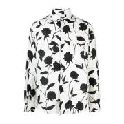 Bloemenprint Zwarte Rozen Linnen Overhemd Jacquemus , White , Heren