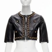 Pre-owned Leather outerwear Moschino Pre-Owned , Black , Dames
