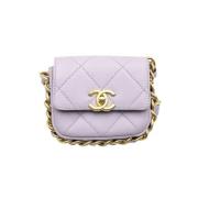 Tweedehands Lilla Leren Flap Tas Chanel Vintage , Purple , Dames