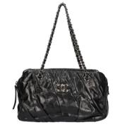 Tweedehands Zwarte Leren Chanel Schoudertas Chanel Vintage , Black , D...