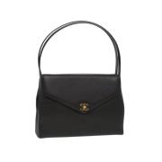 Tweedehands Zwarte Canvas Clutch Tas Chanel Vintage , Black , Dames