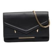 Tweedehands Zwarte Leren Fendi Portemonnee Fendi Vintage , Black , Dam...