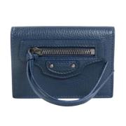 Tweedehands Marineblauw Leren Balenciaga Portemonnee Balenciaga Vintag...