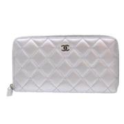 Pre-owned Leather wallets Chanel Vintage , Gray , Dames