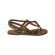Leather sandals Ancient Greek Sandals , Brown , Dames
