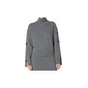 Knopen Mouw Turtle Neck Sminfinity , Gray , Dames