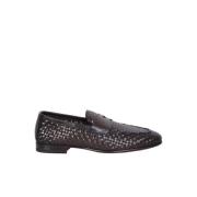 Gelochten Leren Loafers oor Heren Santoni , Brown , Heren