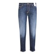 Blauwe Jeans met Middelhoge Taille en Klieke ijf Zakken PT Torino , Bl...