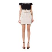 Denim Minirok met Ruches Elisabetta Franchi , Beige , Dames