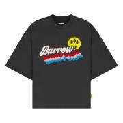 Katoenen Jersey T-shirt met Middelhoge Kraag Barrow , Black , Unisex