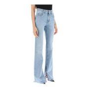 Flared jeans met studs in lichte wassing Alessandra Rich , Blue , Dame...