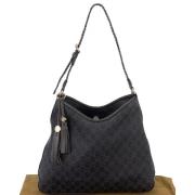 Authentieke Gucci Zwarte Canvas Hobo Tas Gucci Vintage , Black , Dames