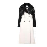 Dubbelrijige lederlook trenchcoat Simona Corsellini , White , Dames