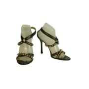 Zwarte Leren Sandalen Jimmy Choo Pre-owned , Black , Dames