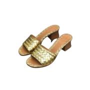 Pre-owned Leather sandals Bottega Veneta Vintage , Yellow , Dames