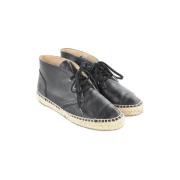 Stijlvolle Leren Espadrilles Chanel Vintage , Black , Dames