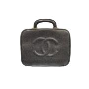 Tweedehands Zwarte Leren Chanel Tas Chanel Vintage , Black , Dames