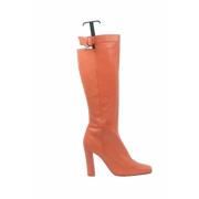 Pre-owned Leather boots Louis Vuitton Vintage , Orange , Dames