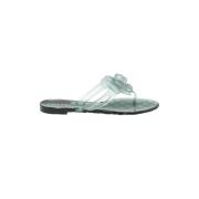 Groene Jelly PVC Camelia Teenslippers Chanel Vintage , Green , Dames