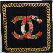 Pre-owned Silk scarves Chanel Vintage , Black , Dames