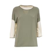 Bicolor Blouse met 3/4 Mouwen Le Tricot Perugia , Green , Dames