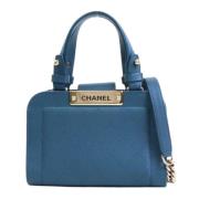 Marineblauwe Leren Shopping Tas van Chanel Chanel Vintage , Blue , Dam...