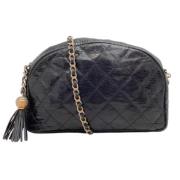 Vintage Zwarte Leren Tas - Goede Staat Chanel Vintage , Black , Dames