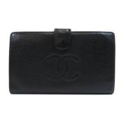 Tweedehands Zwarte Leren Chanel Portemonnee Chanel Vintage , Black , D...