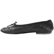 Vintage Leren Ballet Flats Chanel Vintage , Black , Dames