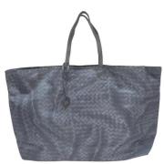 Vintage Blauwe Canvas Tote Bag Bottega Veneta Vintage , Black , Dames