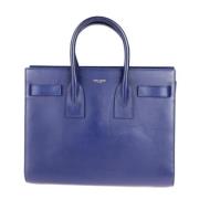 Tweedehands Blauwe Leren Day Bag Saint Laurent Vintage , Blue , Dames