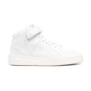 Witte Leren Logo Sneakers Saint Laurent , White , Heren