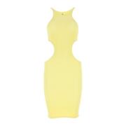 Pastel gele stretch nylon ele mini -jurk Reina Olga , Yellow , Dames