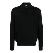 Zwart Gebreid Poloshirt Malo , Black , Heren